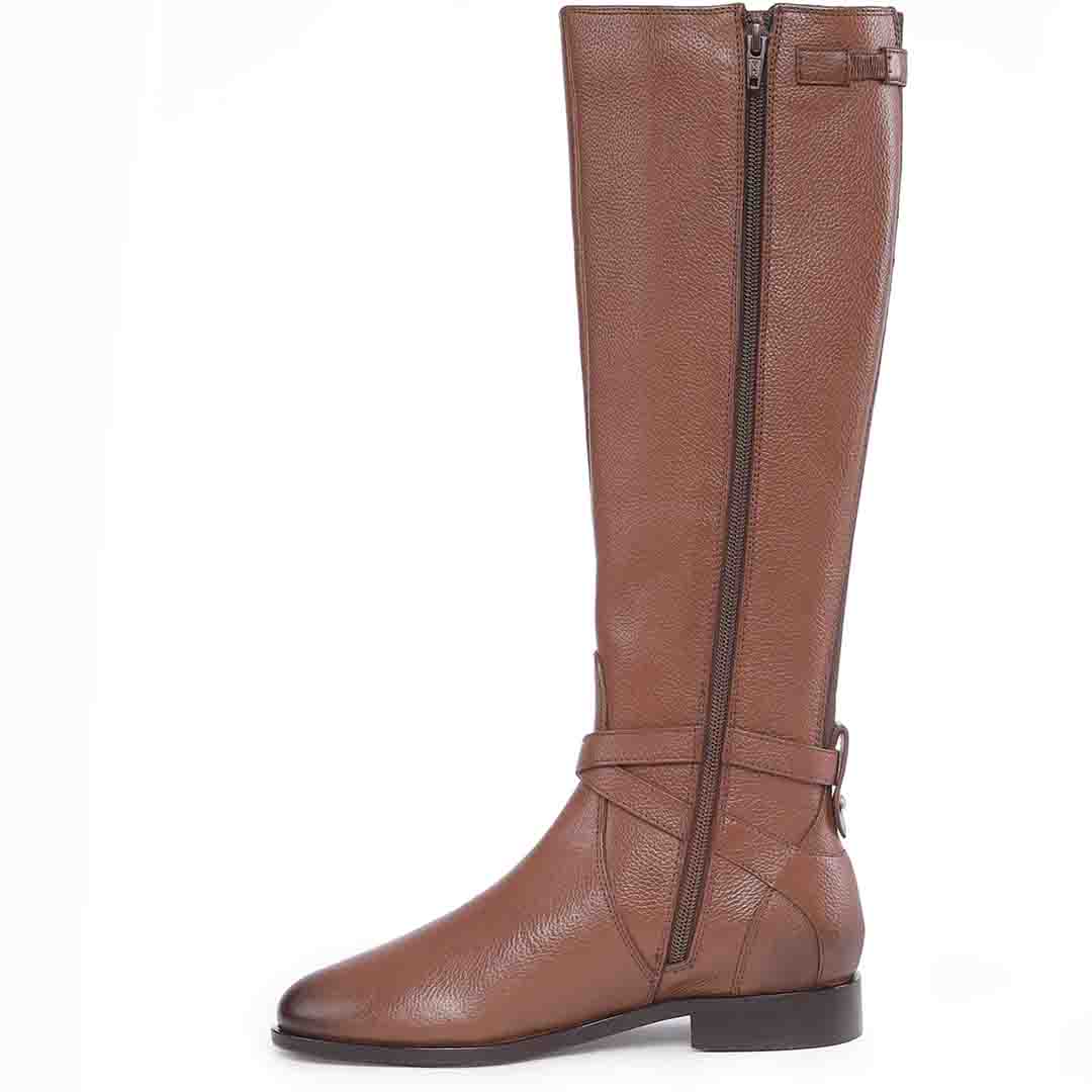 Saint Cara Tan Leather Buckle Detail Long Boots - Image 4