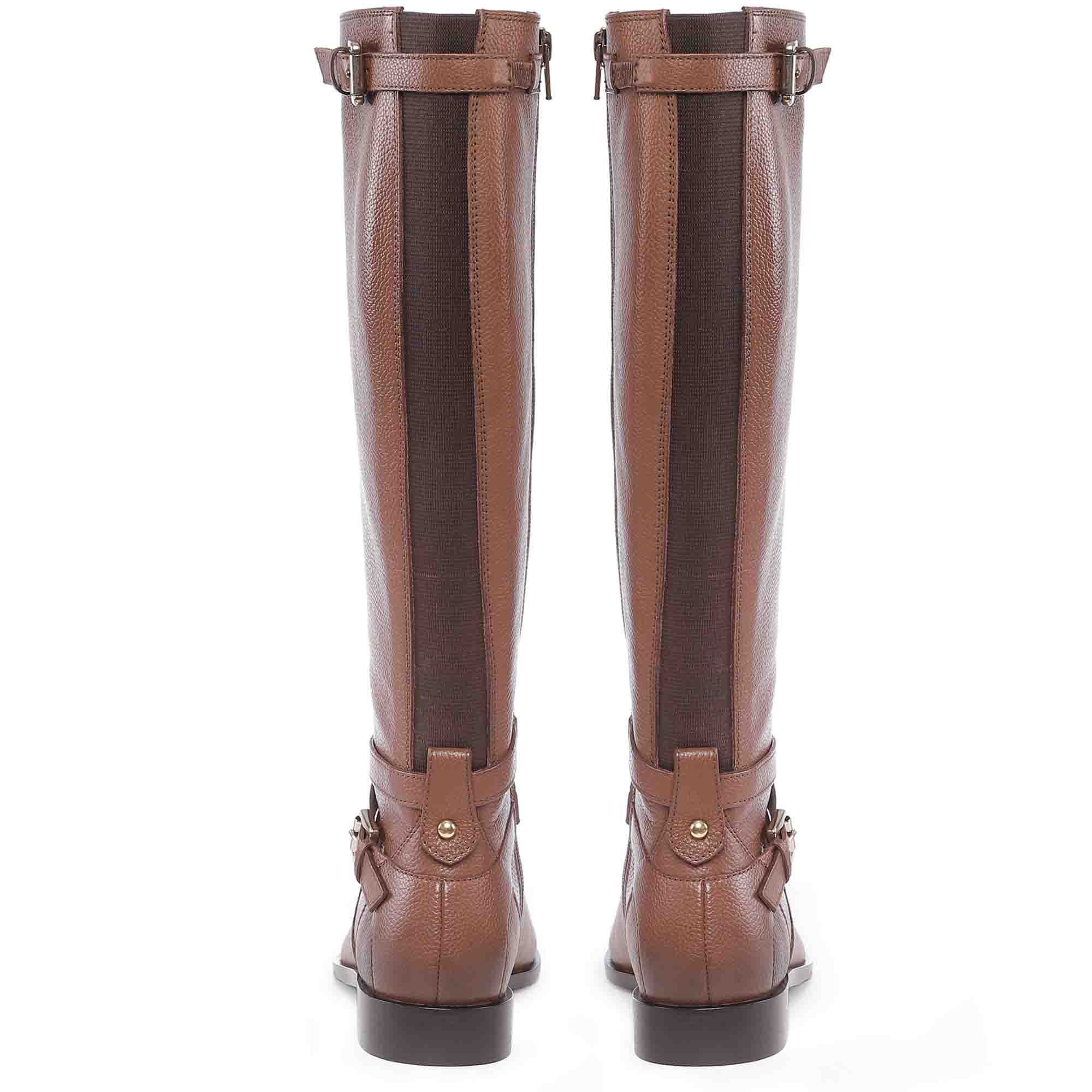 Saint Cara Tan Leather Buckle Detail Long Boots - Image 5