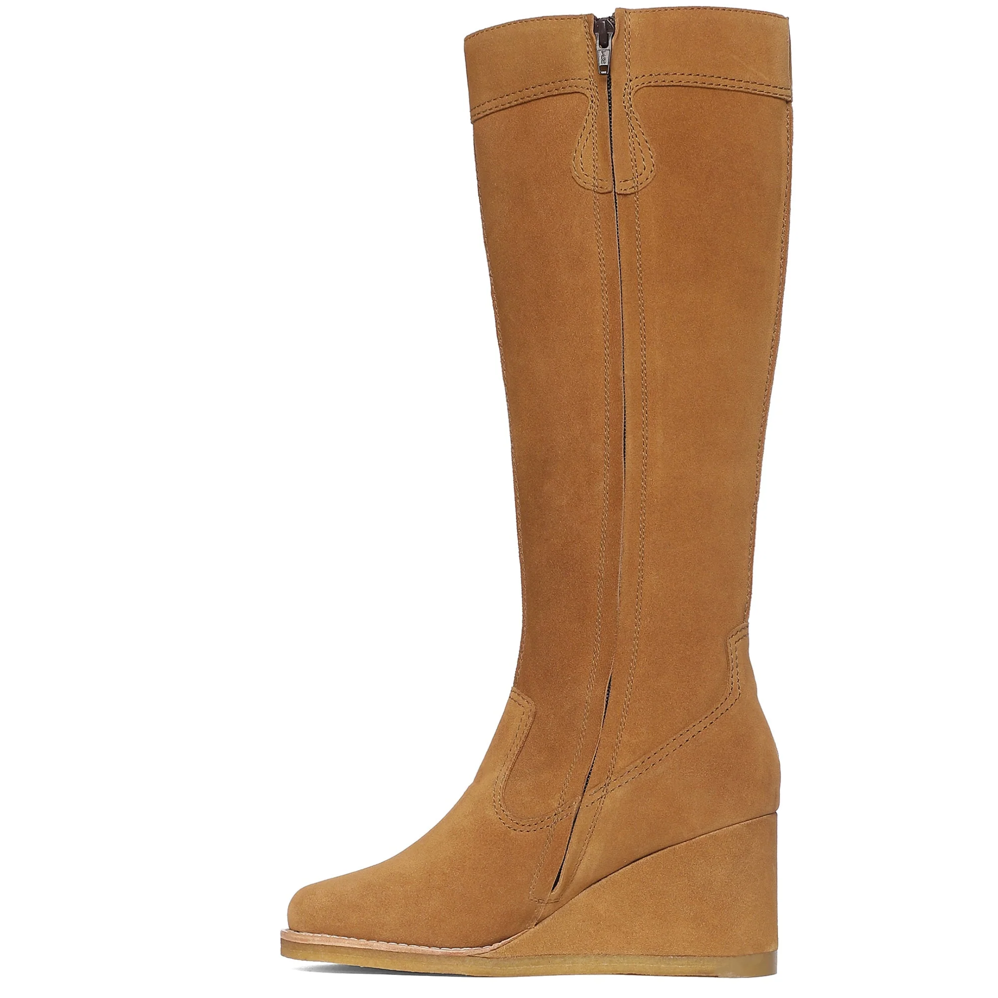 Saint Carina Camel Suede Leather Knee High Wedge Heel boots - Image 3
