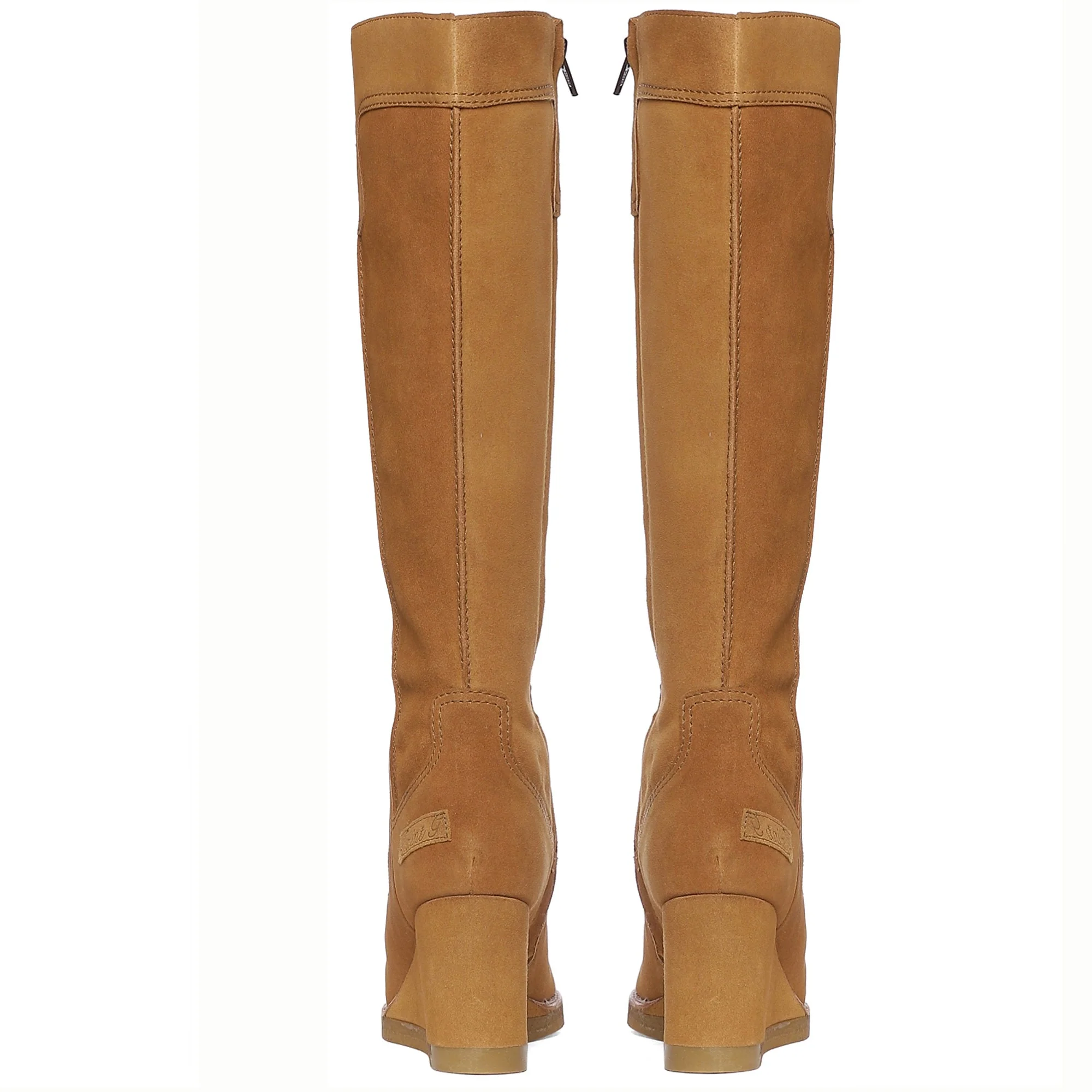 Saint Carina Camel Suede Leather Knee High Wedge Heel boots - Image 4