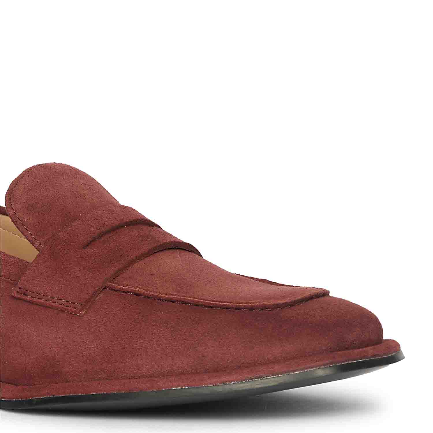 Saint Carla Burgundy Suede Leather Saddle Moccasins - Image 6
