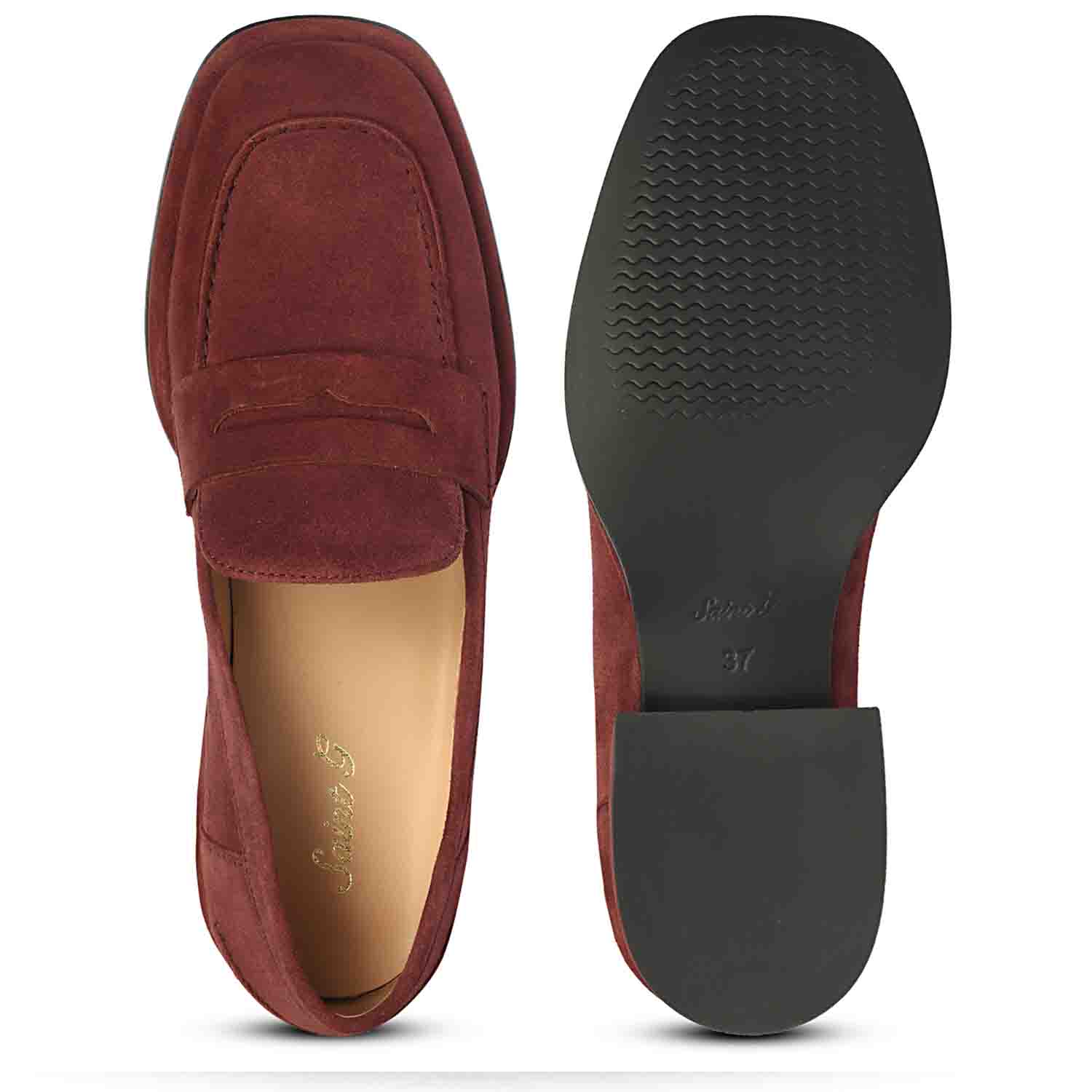 Saint Carla Burgundy Suede Leather Saddle Moccasins - Image 7