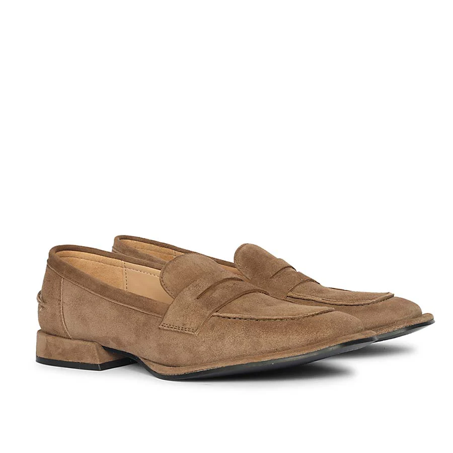 Saint Carla Dark Taupe Suede Leather Saddle Moccasins - Image 2