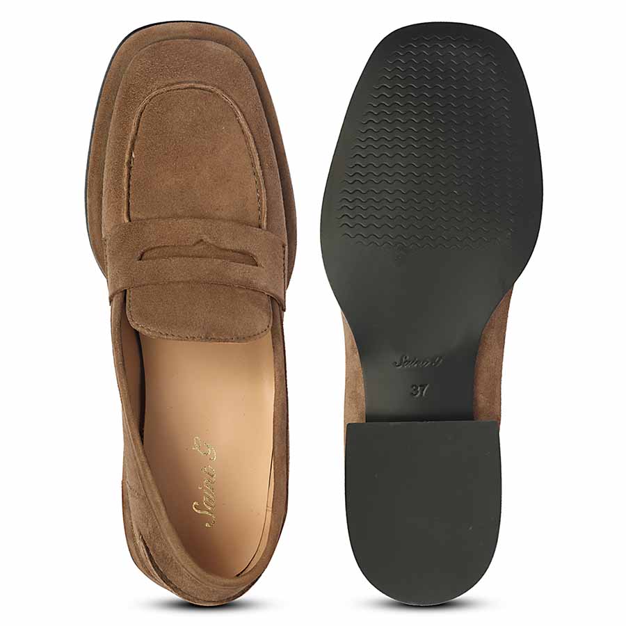 Saint Carla Dark Taupe Suede Leather Saddle Moccasins - Image 6