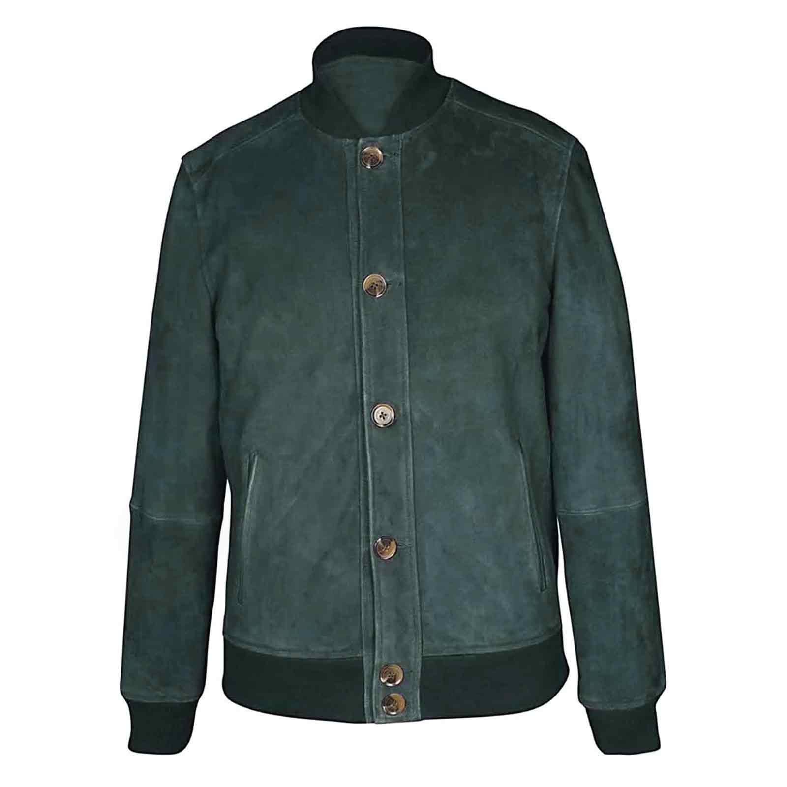Saint Carlo Green Suede Bomber Jacket - Image 2