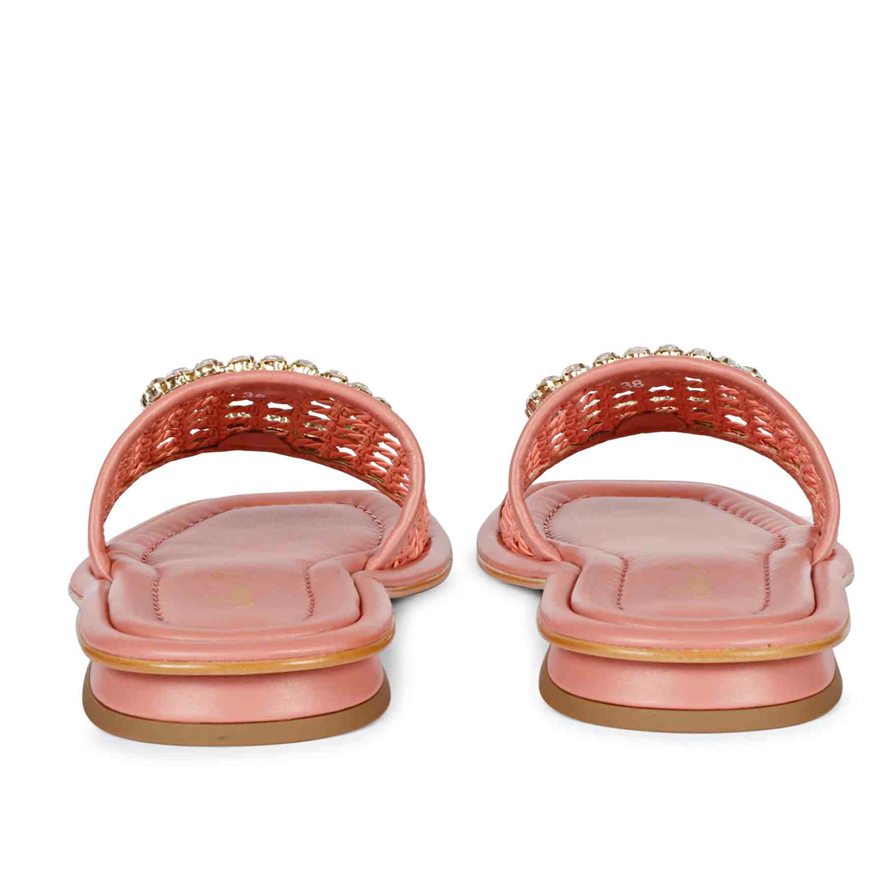 Saint Carly Coral Woven Leather Crystal Buckle Slide - Image 5