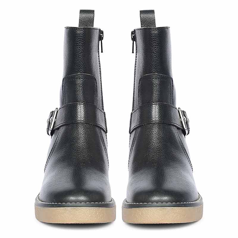 Saint Carmen Buckle Black Leather Ankle Boots - Image 4