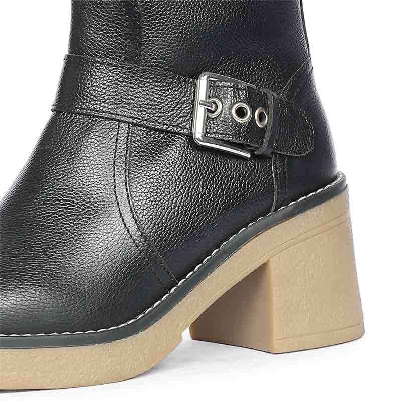 Saint Carmen Buckle Black Leather Ankle Boots - Image 7