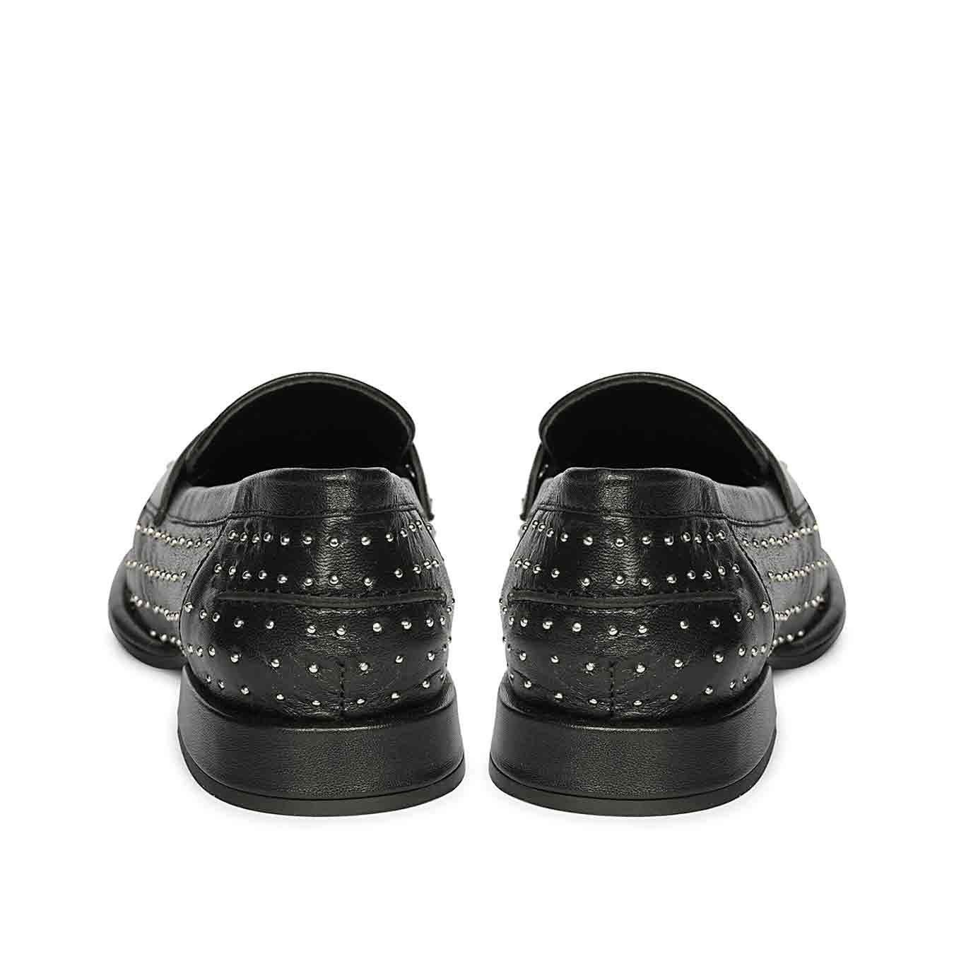 Saint Carol Studded Black Leather Moccasins - Image 5