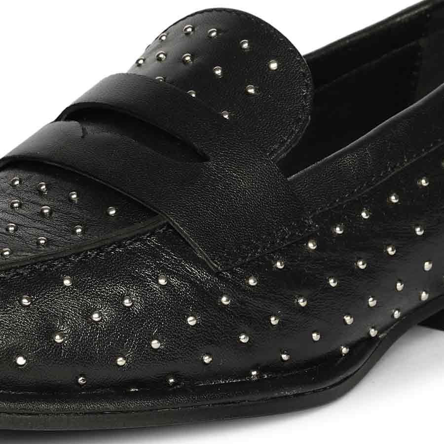 Saint Carol Studded Black Leather Moccasins - Image 7