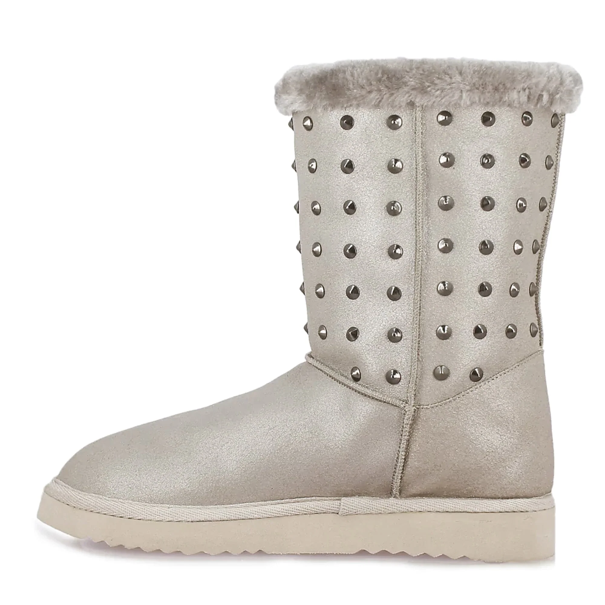 Saint Cassandra Metal Studded Silver Glitter Snug Boots - Image 4