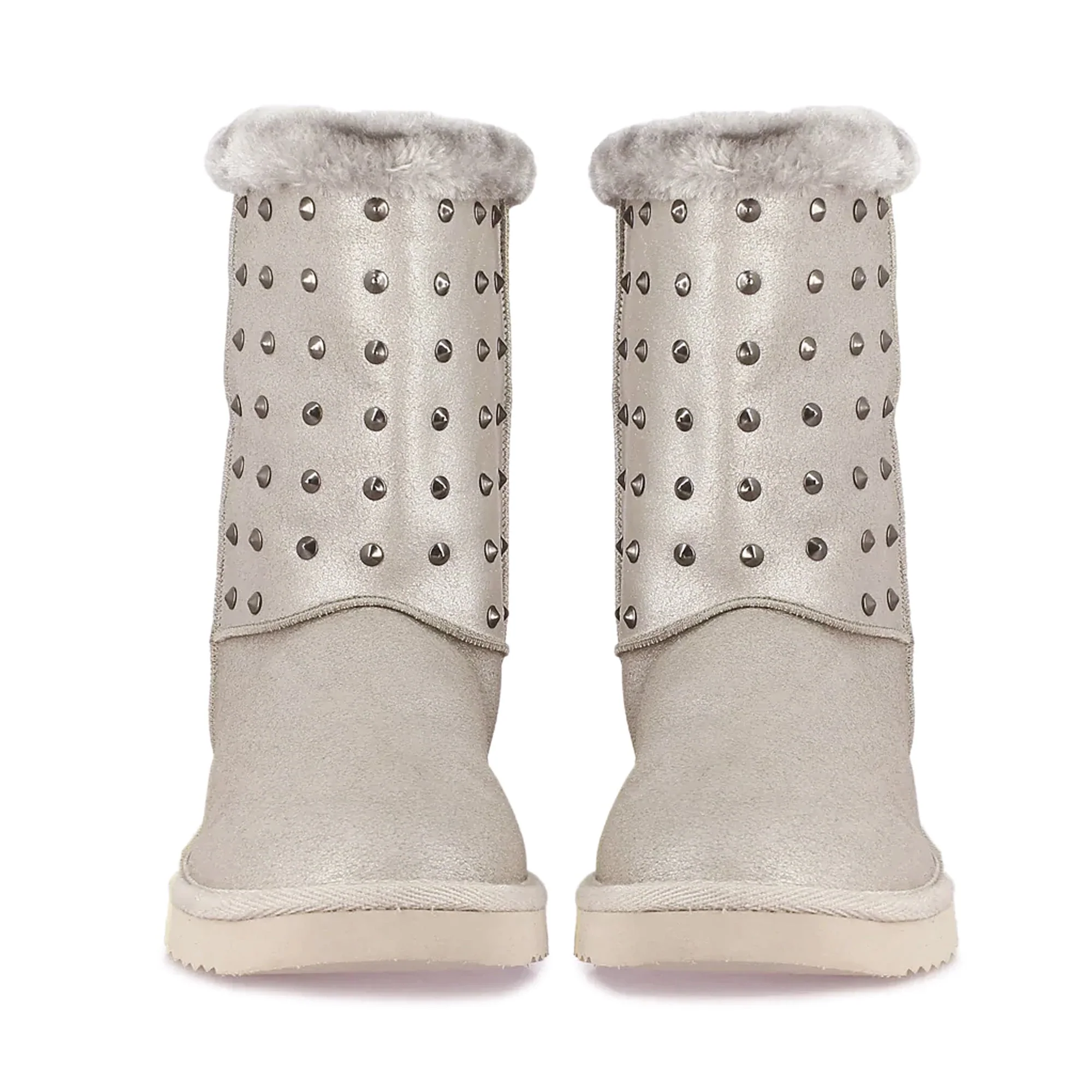 Saint Cassandra Metal Studded Silver Glitter Snug Boots - Image 5