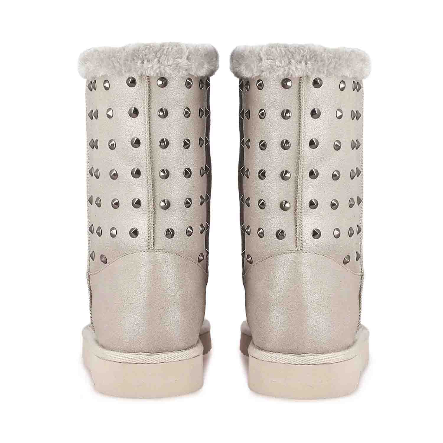 Saint Cassandra Metal Studded Silver Glitter Snug Boots - Image 6