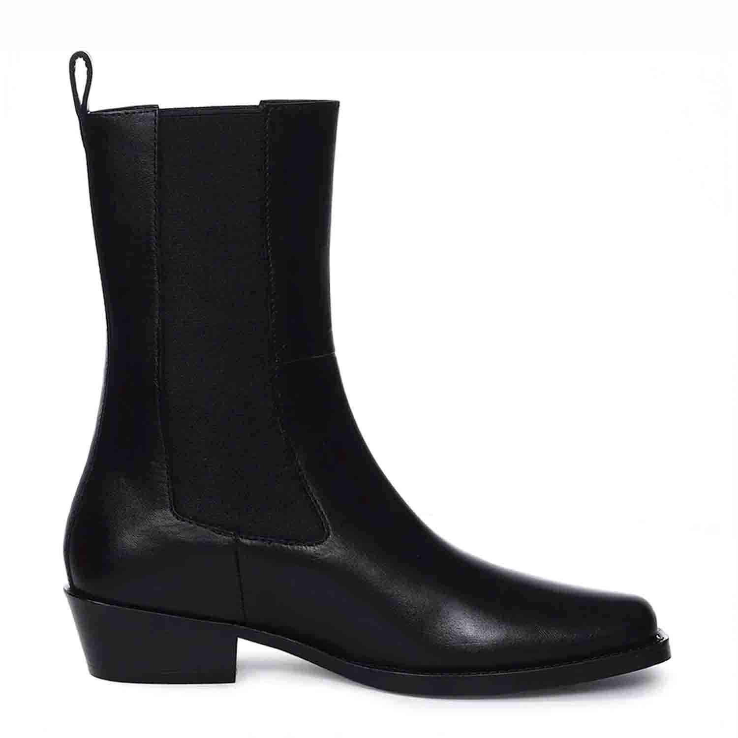 Saint Cassie Black Leather High Ankle Boots