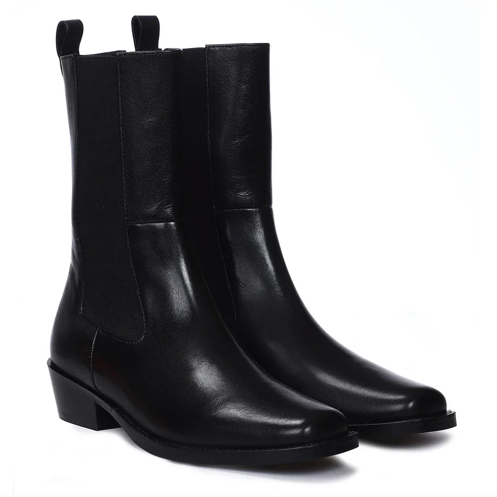 Saint Cassie Black Leather High Ankle Boots - Image 3