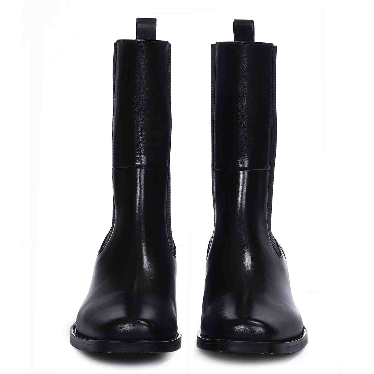 Saint Cassie Black Leather High Ankle Boots - Image 5