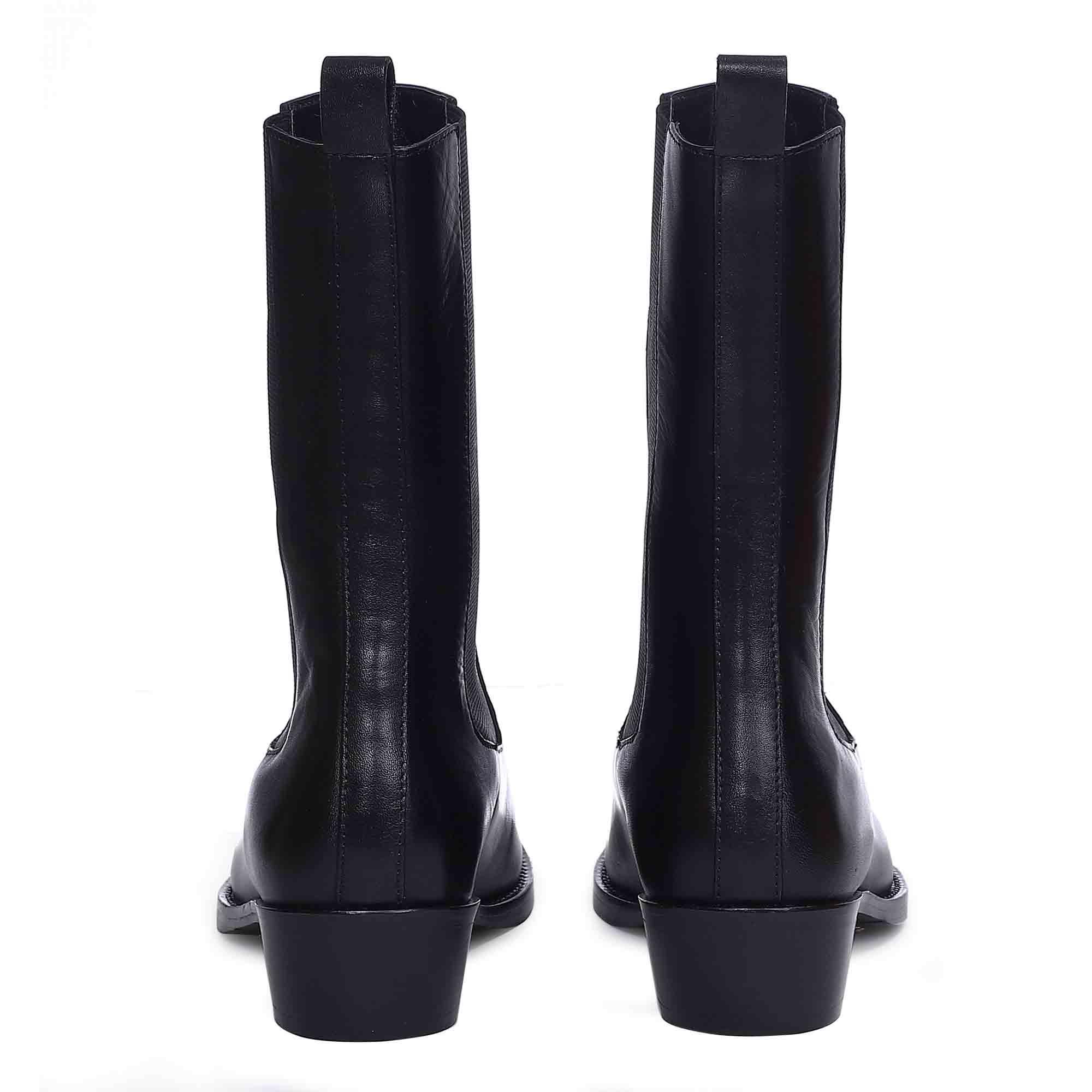 Saint Cassie Black Leather High Ankle Boots - Image 6