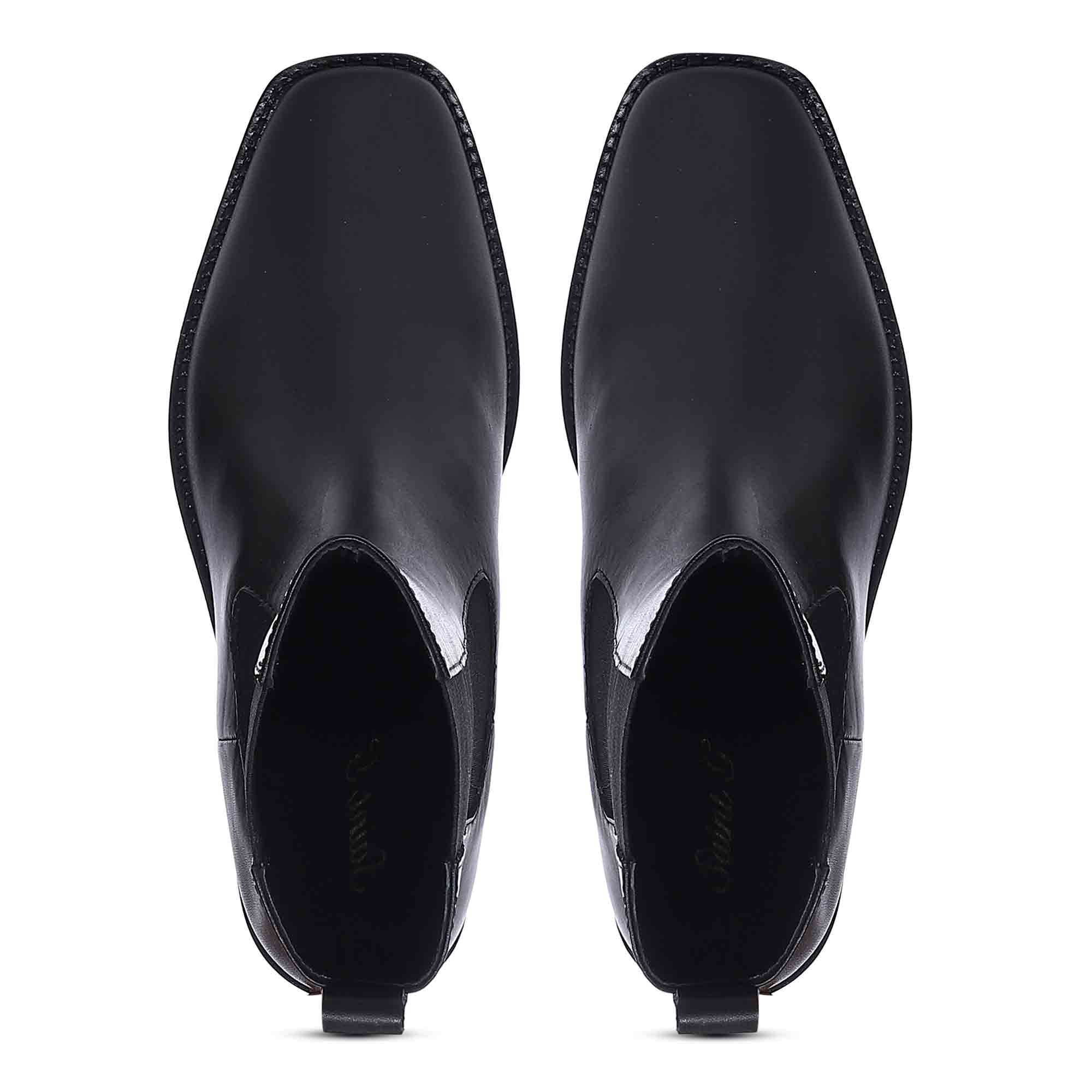 Saint Cassie Black Leather High Ankle Boots - Image 8