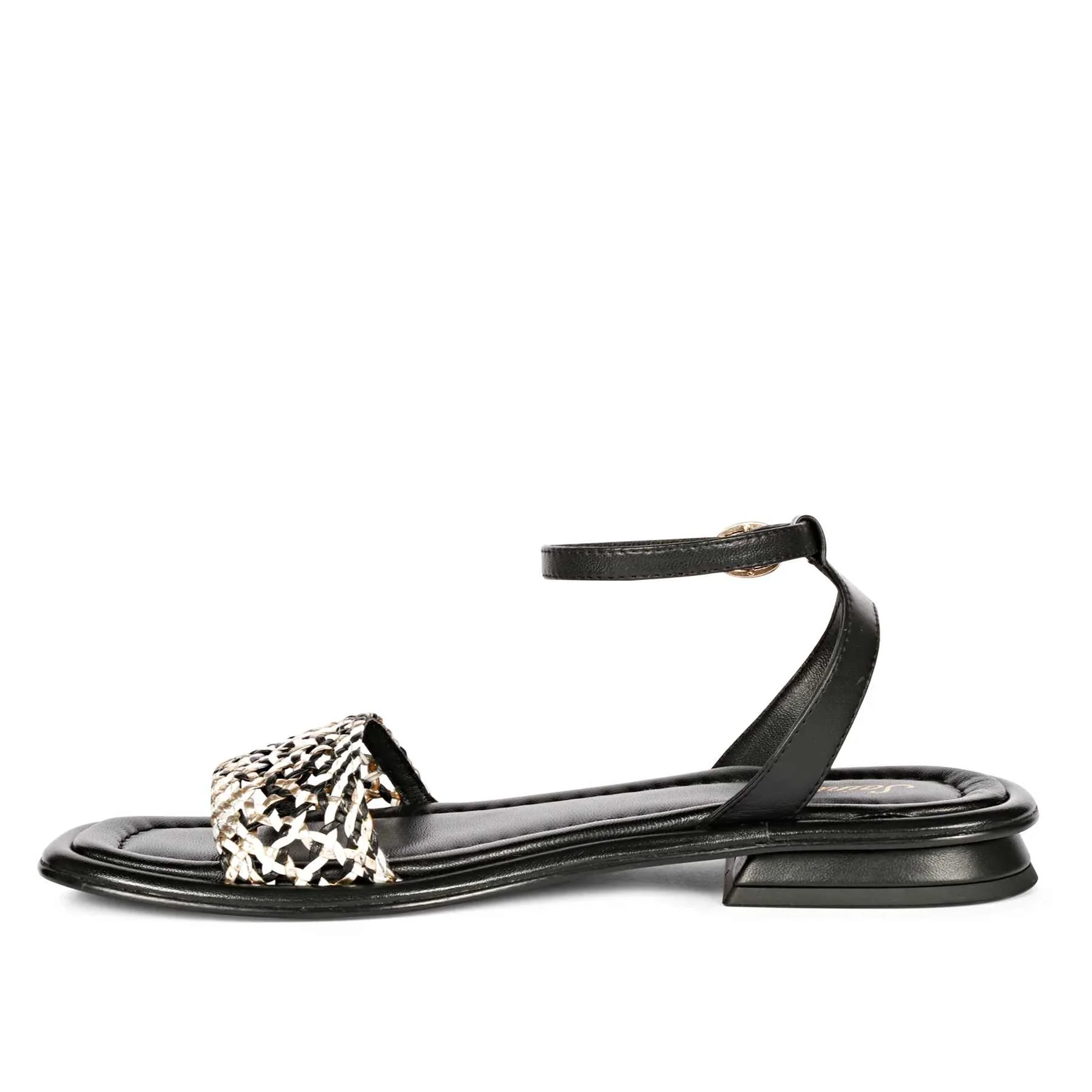 Saint Catalina Black Leather Flat Sandal - Image 3