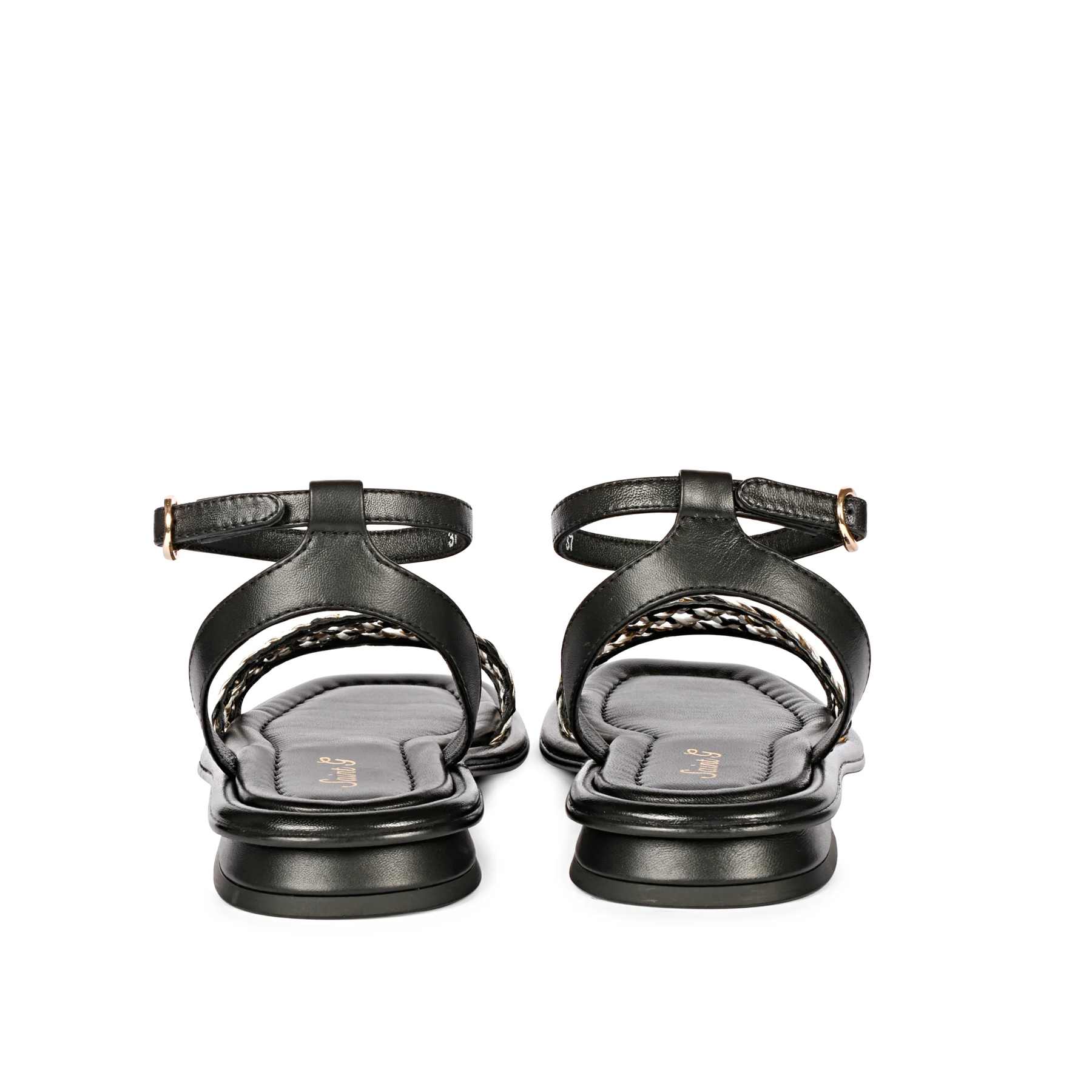 Saint Catalina Black Leather Flat Sandal - Image 4