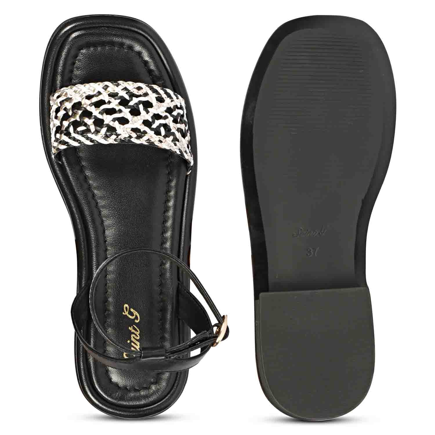 Saint Catalina Black Leather Flat Sandal - Image 6