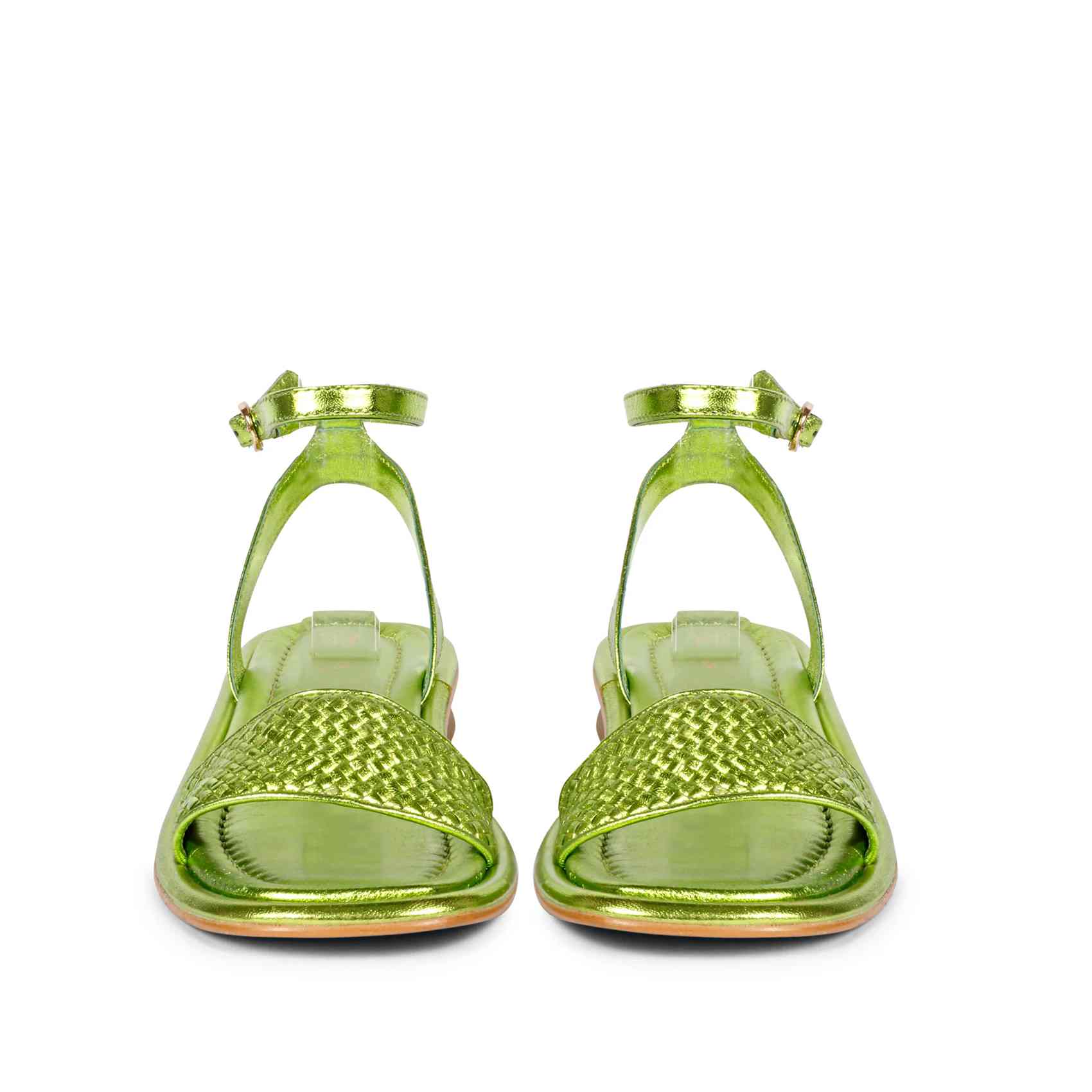 Saint Catalina Green Leather Flat Sandal - Image 3