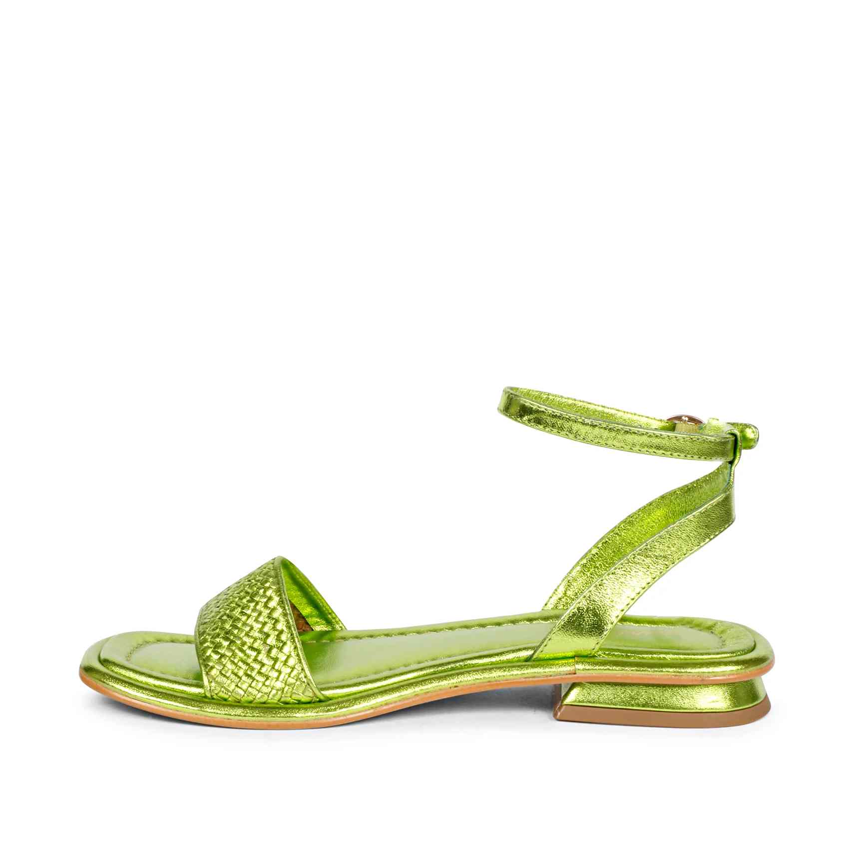 Saint Catalina Green Leather Flat Sandal - Image 4