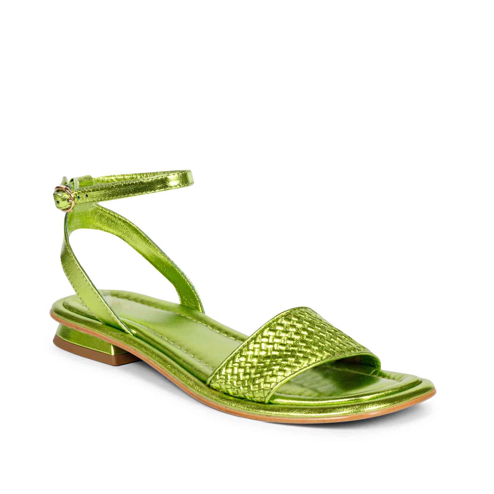 Saint Catalina Green Leather Flat Sandal - Image 6