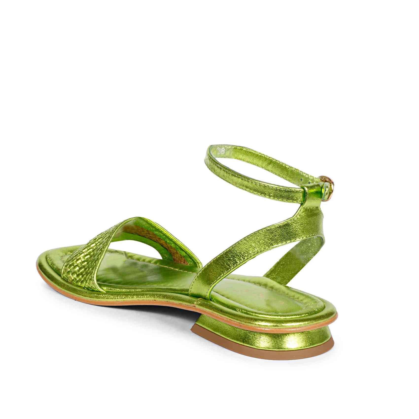 Saint Catalina Green Leather Flat Sandal - Image 7