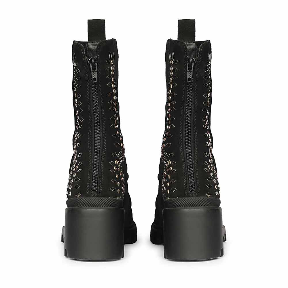 Saint Celestia Black Leather Crystal High Ankle Boots - Image 5