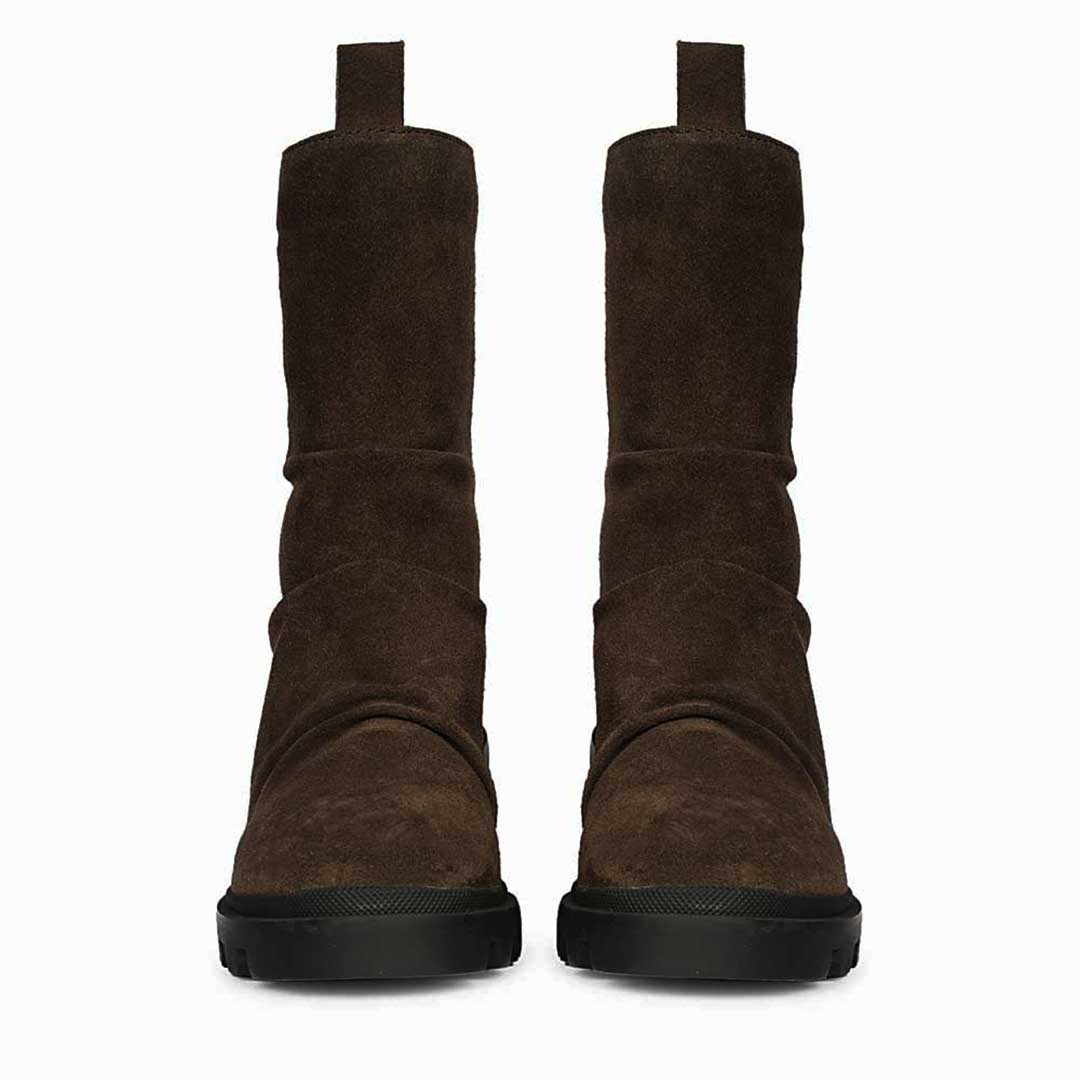 Saint Celestia Brown Leather Crystal High Ankle Boots - Image 4