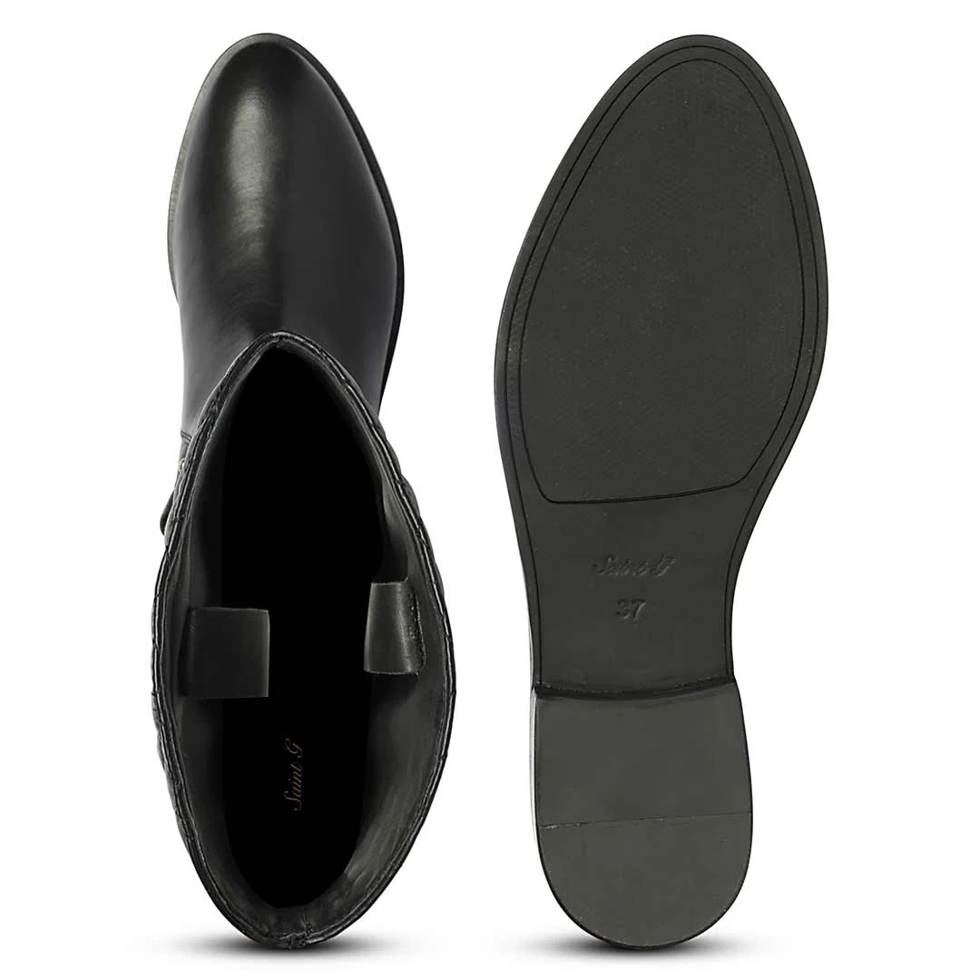 Saint Celestine Quilted Black Leather Long Boots - Image 6