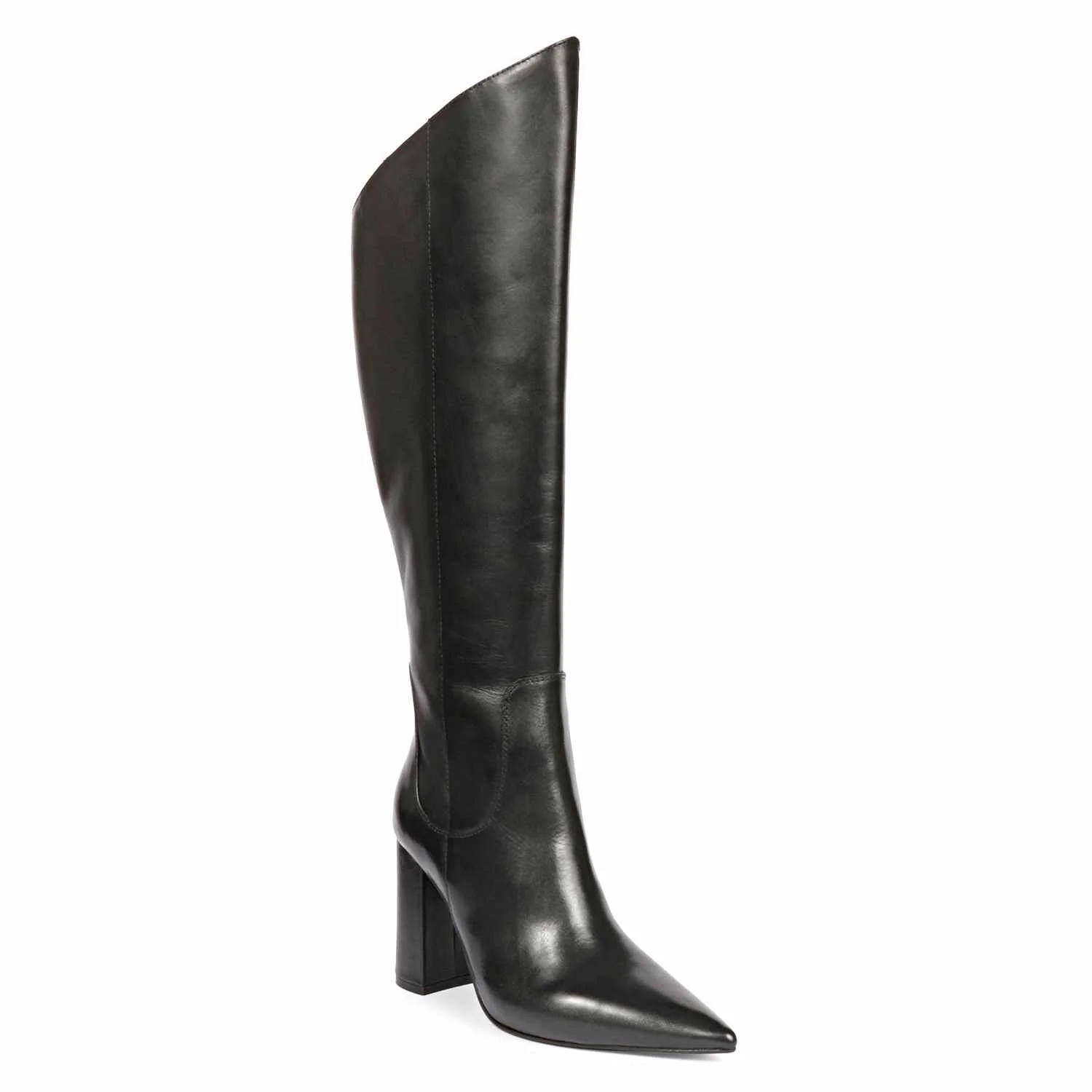 Saint Celia Black Leather Block Heel Long Boots - Image 4