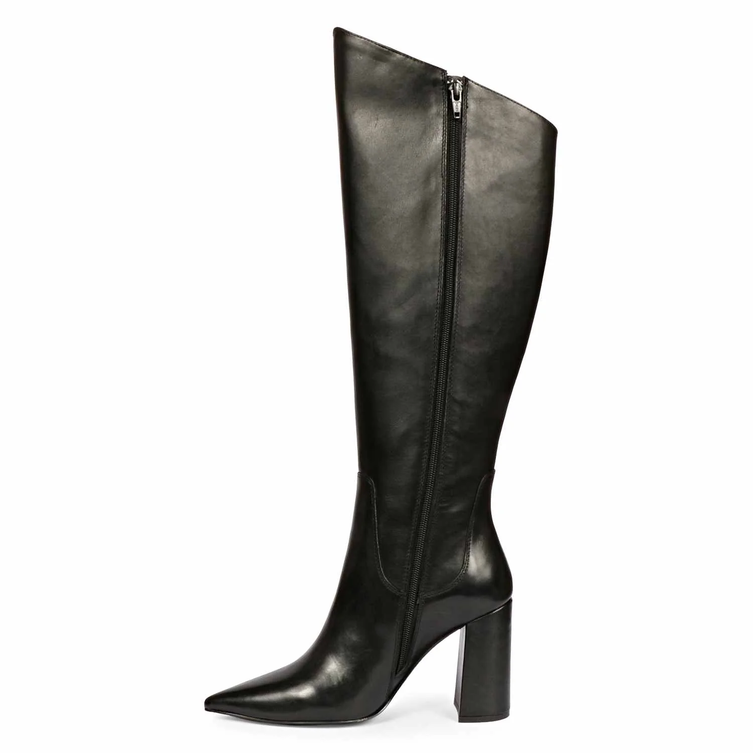 Saint Celia Black Leather Block Heel Long Boots - Image 5