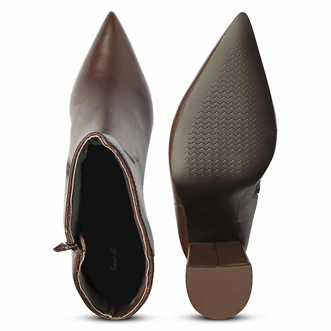 Saint Celia Brown Leather Block Heel Long Boots - Image 7