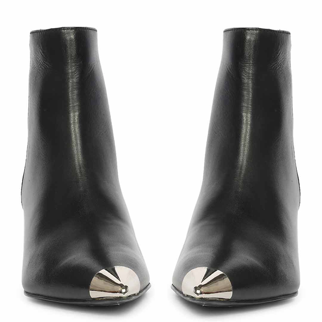 Saint Celvyn Black Leather Pointed Toe Cap Ankle Boots - Image 5