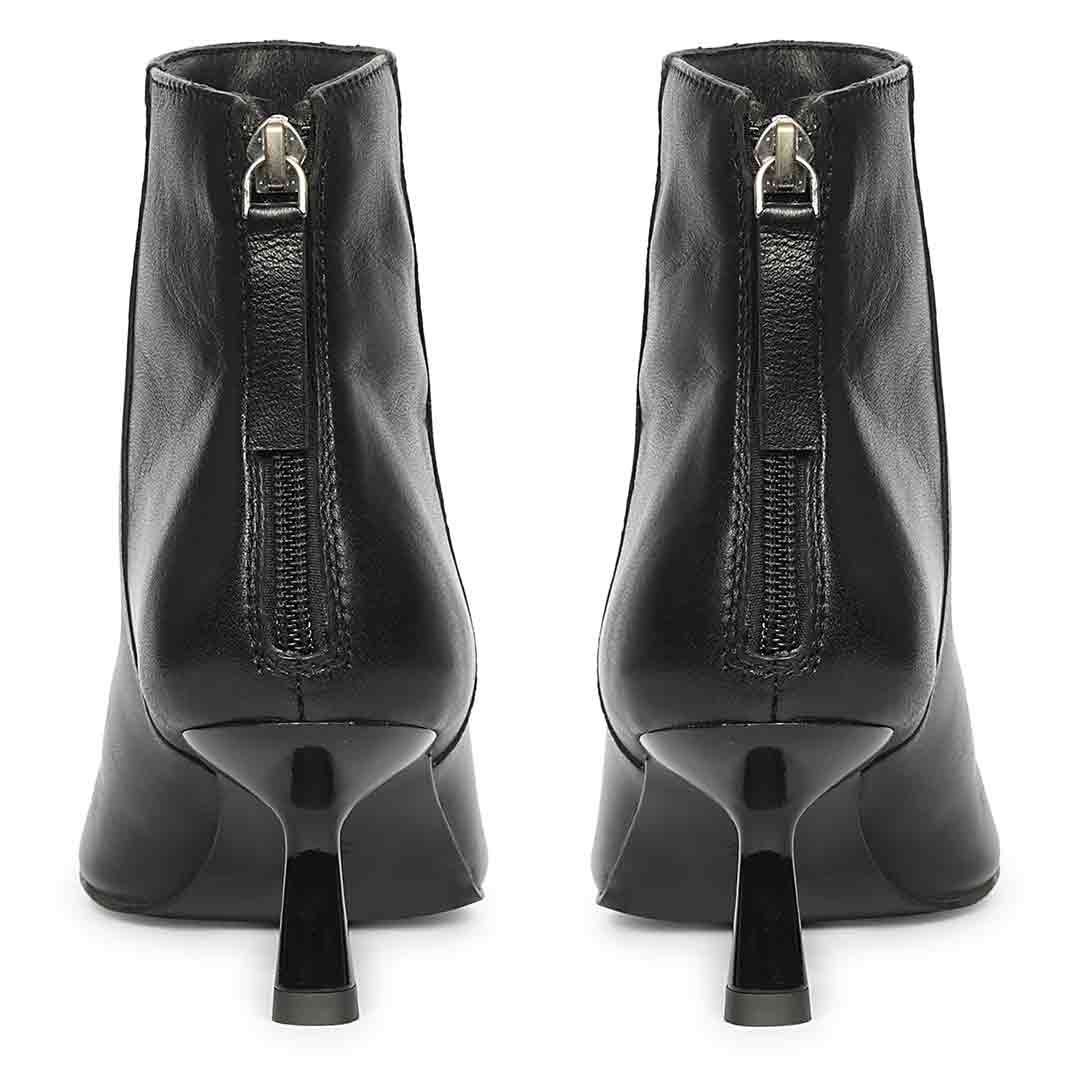 Saint Celvyn Black Leather Pointed Toe Cap Ankle Boots - Image 6
