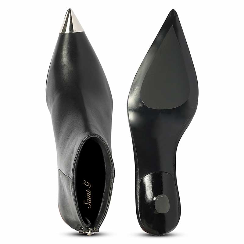 Saint Celvyn Black Leather Pointed Toe Cap Ankle Boots - Image 7