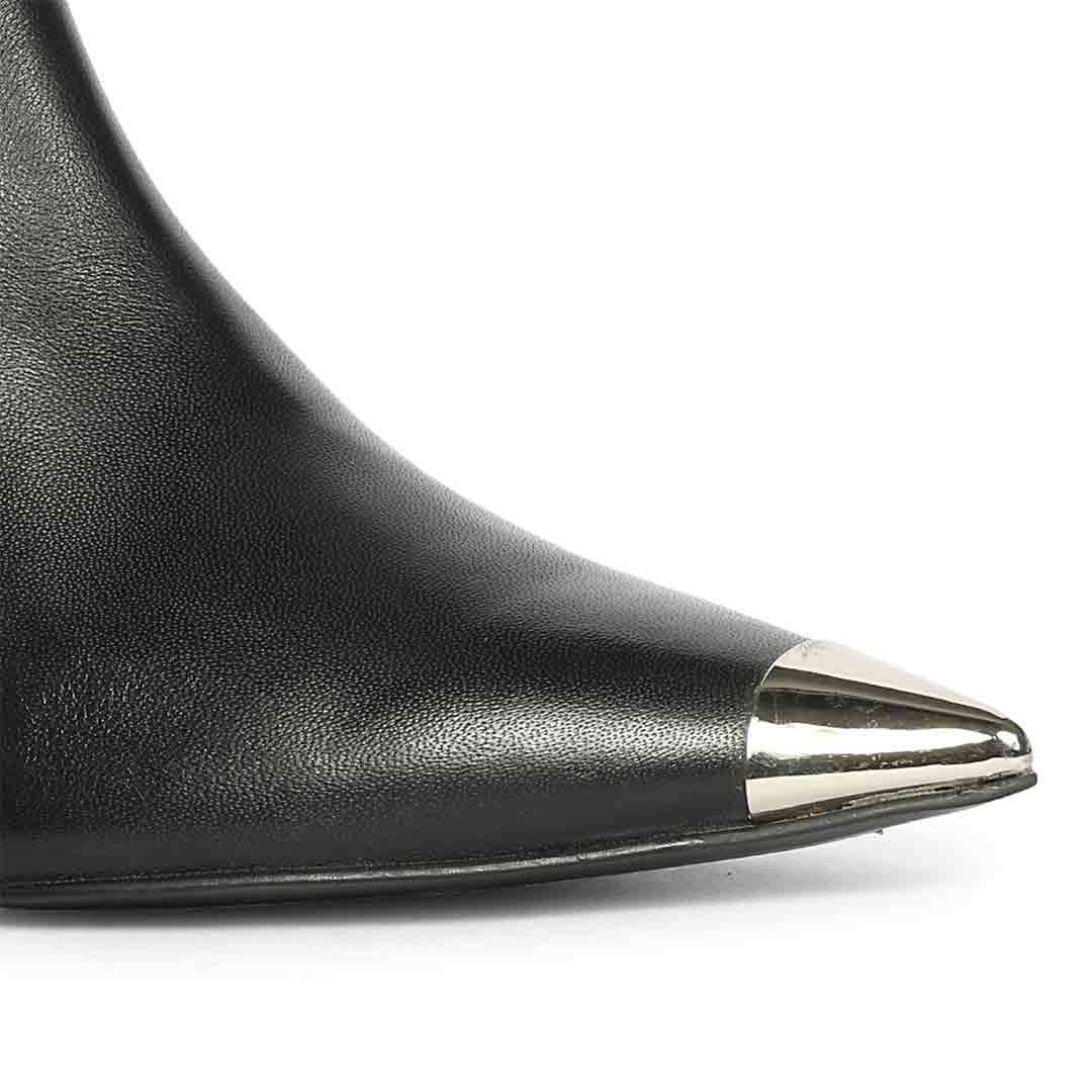 Saint Celvyn Black Leather Pointed Toe Cap Ankle Boots - Image 8