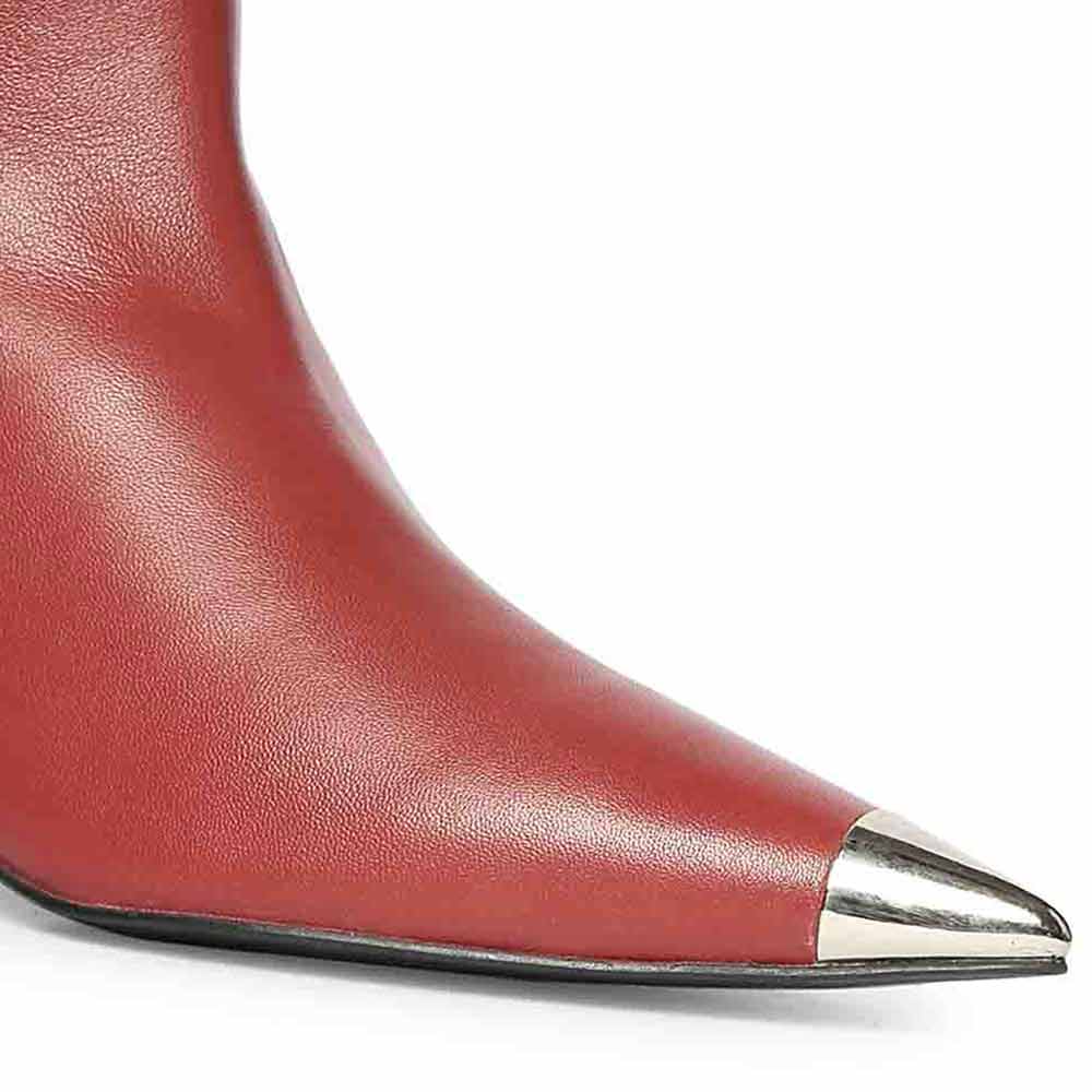 Saint Celvyn Bordo Leather Metal Capped Toe Ankle Boots - Image 6