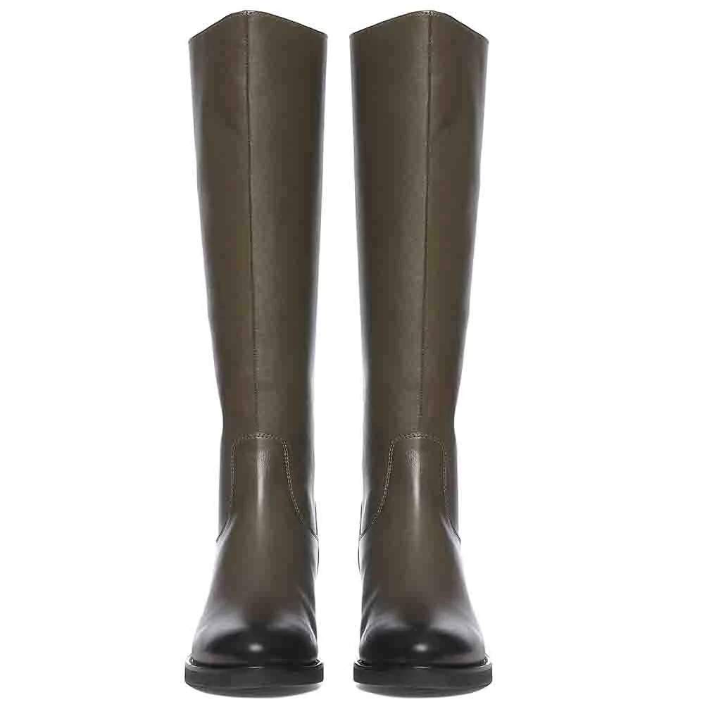 Saint Chloe Olive Leather Knee High Boots - Image 4