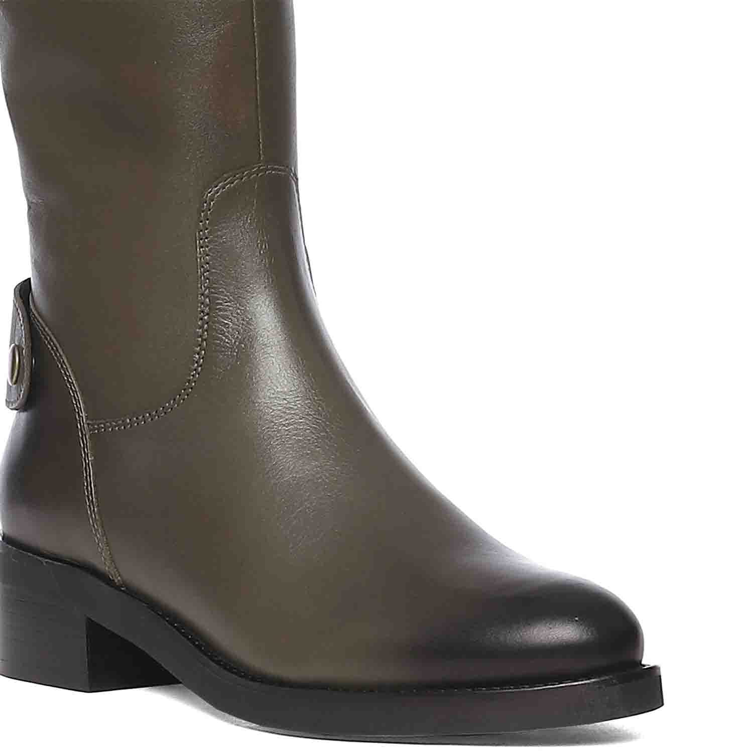 Saint Chloe Olive Leather Knee High Boots - Image 8