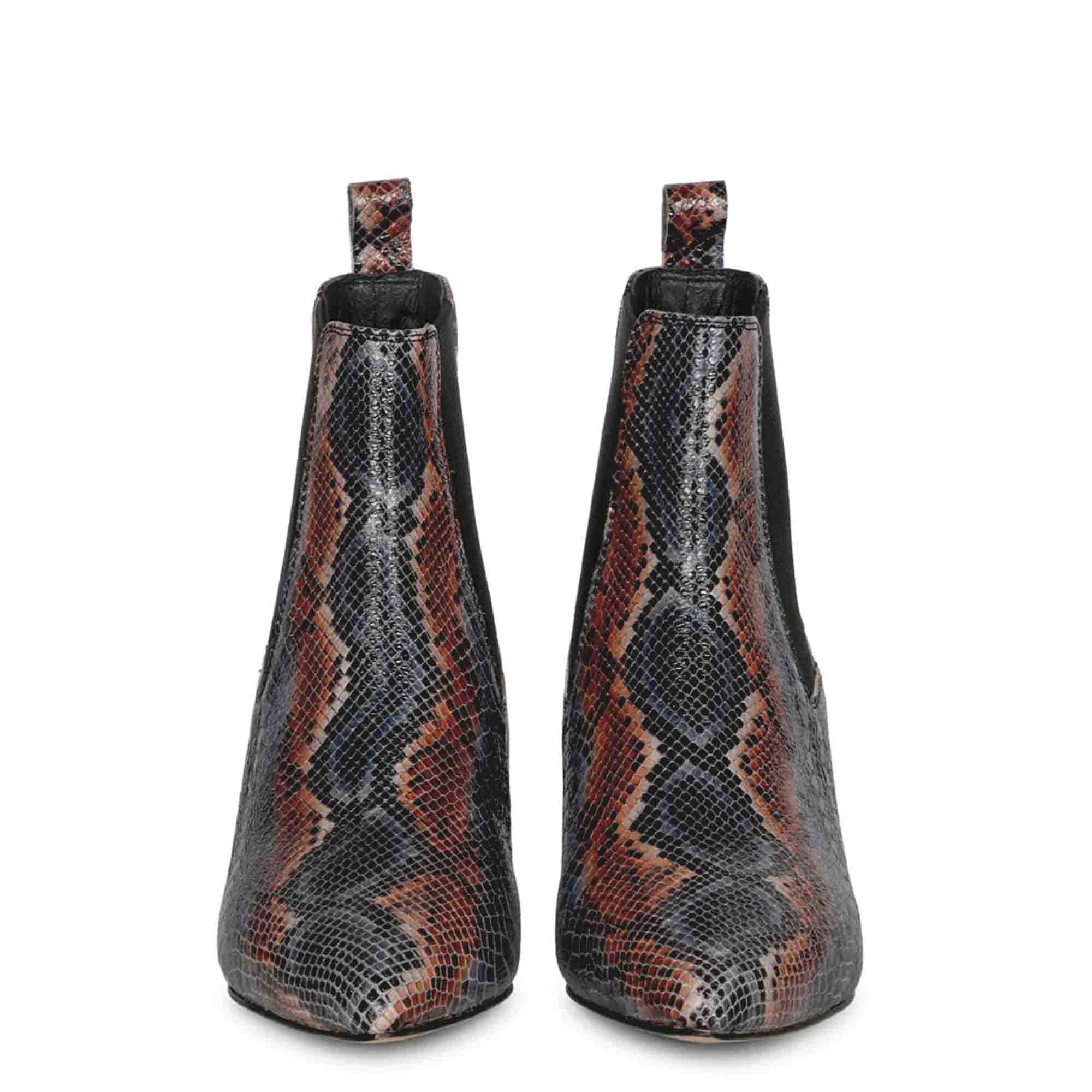 Saint Chloé Snake Print Leather Kitten Heel Ankle Boots - Image 3