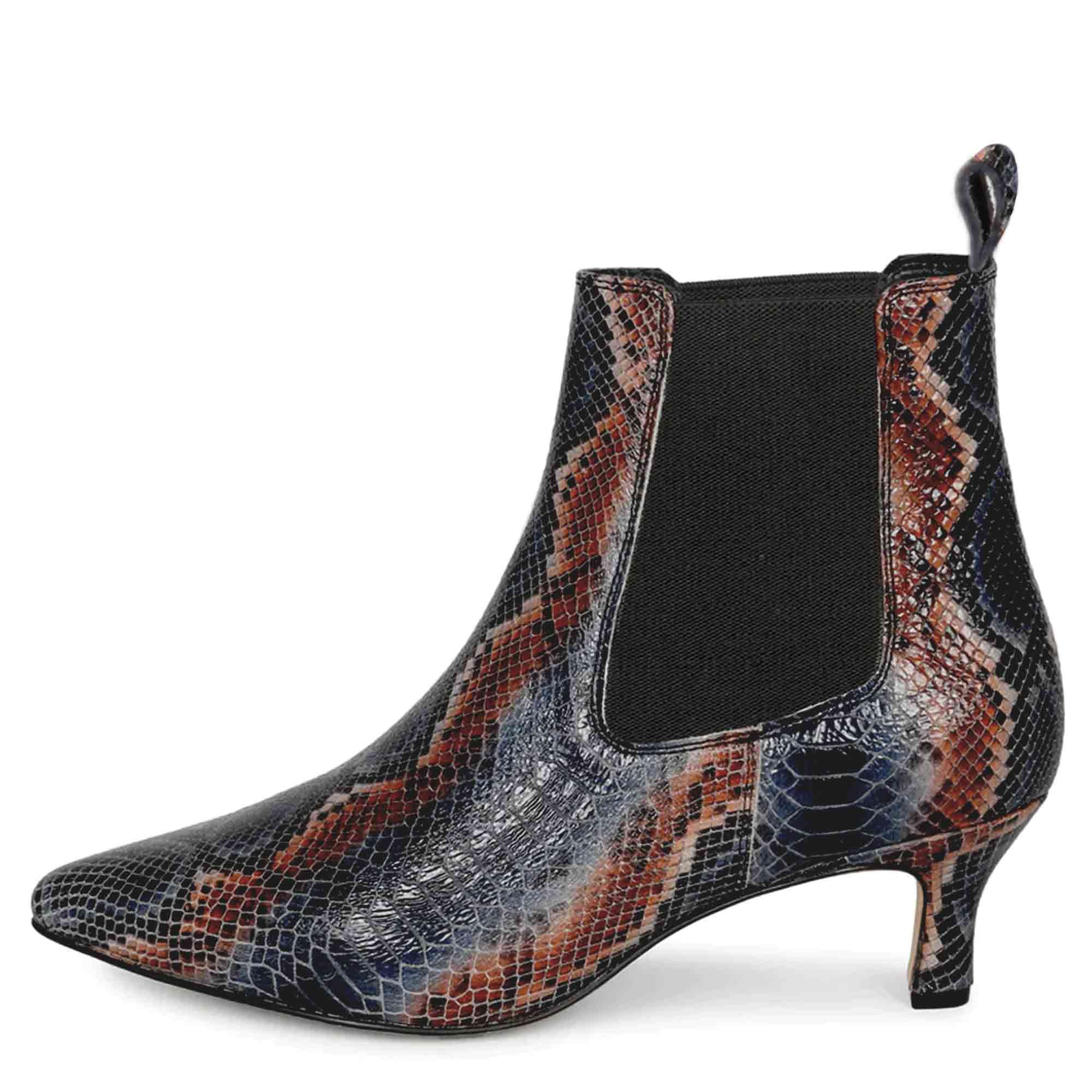 Saint Chloé Snake Print Leather Kitten Heel Ankle Boots - Image 4