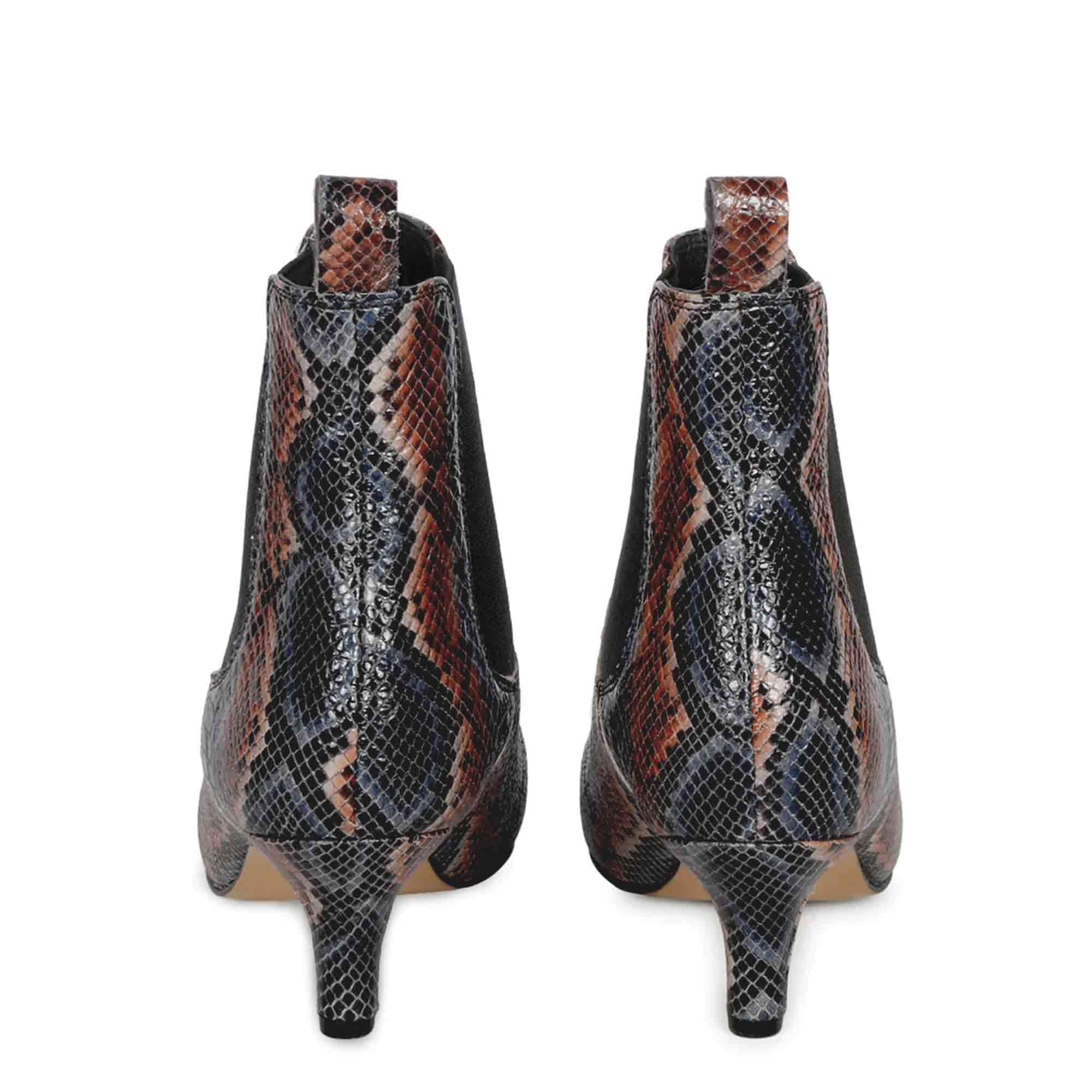 Saint Chloé Snake Print Leather Kitten Heel Ankle Boots - Image 6