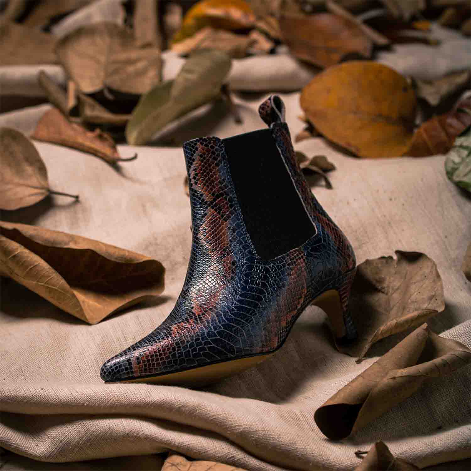 Saint Chloé Snake Print Leather Kitten Heel Ankle Boots - Image 7