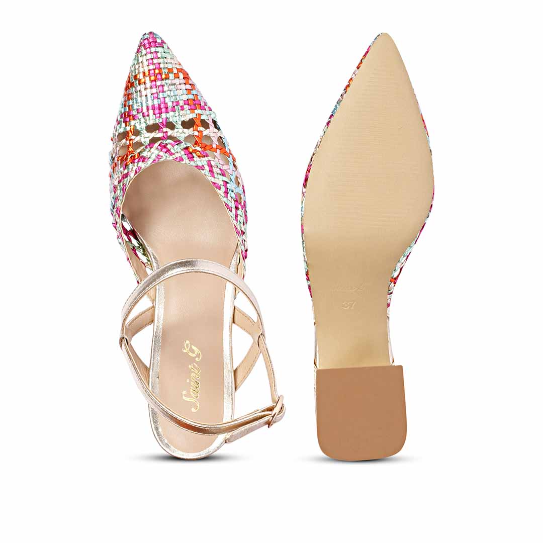 Saint Cianna Multi Metallic Woven Leather Block Heels - Image 6