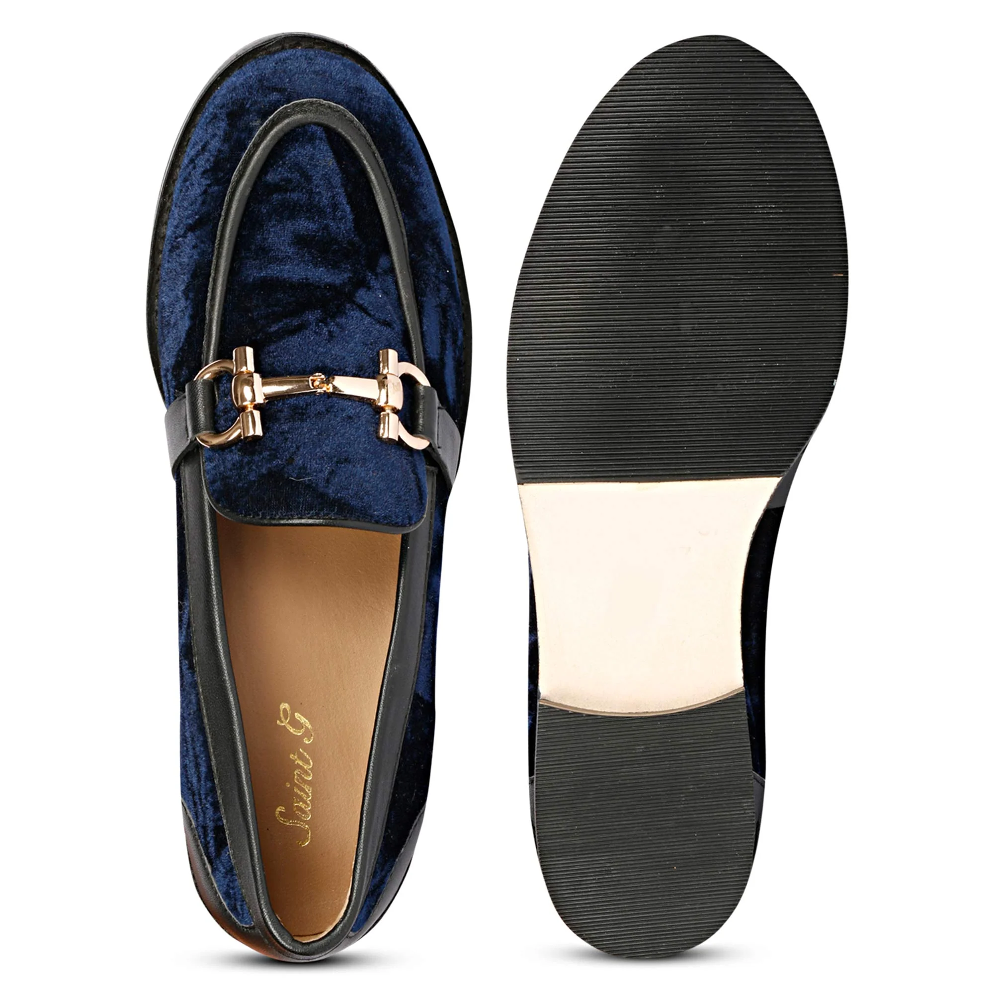 Saint Cinzia Blue Velvet Moccasins - Image 7