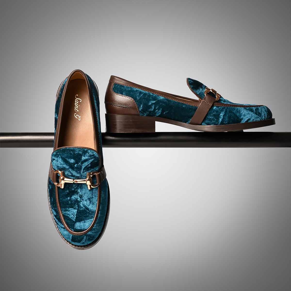 Saint Cinzia Green Velvet Moccasins - Image 2