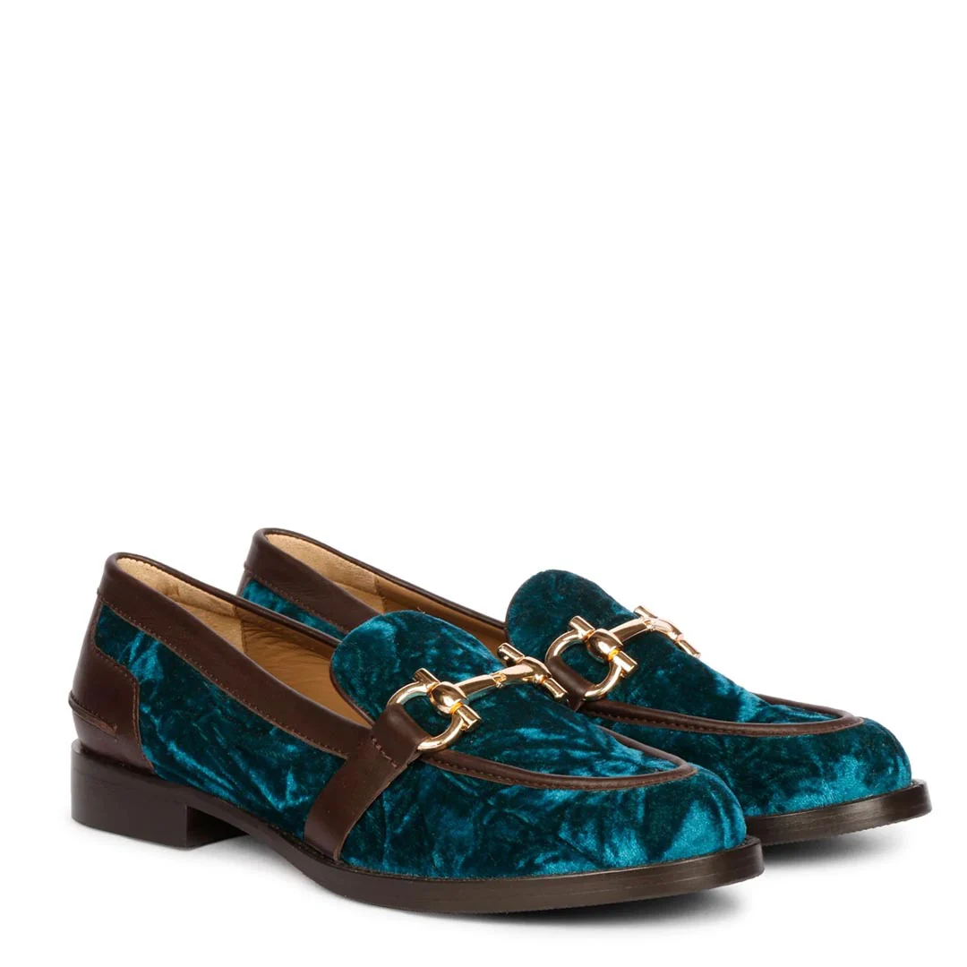 Saint Cinzia Green Velvet Moccasins - Image 3
